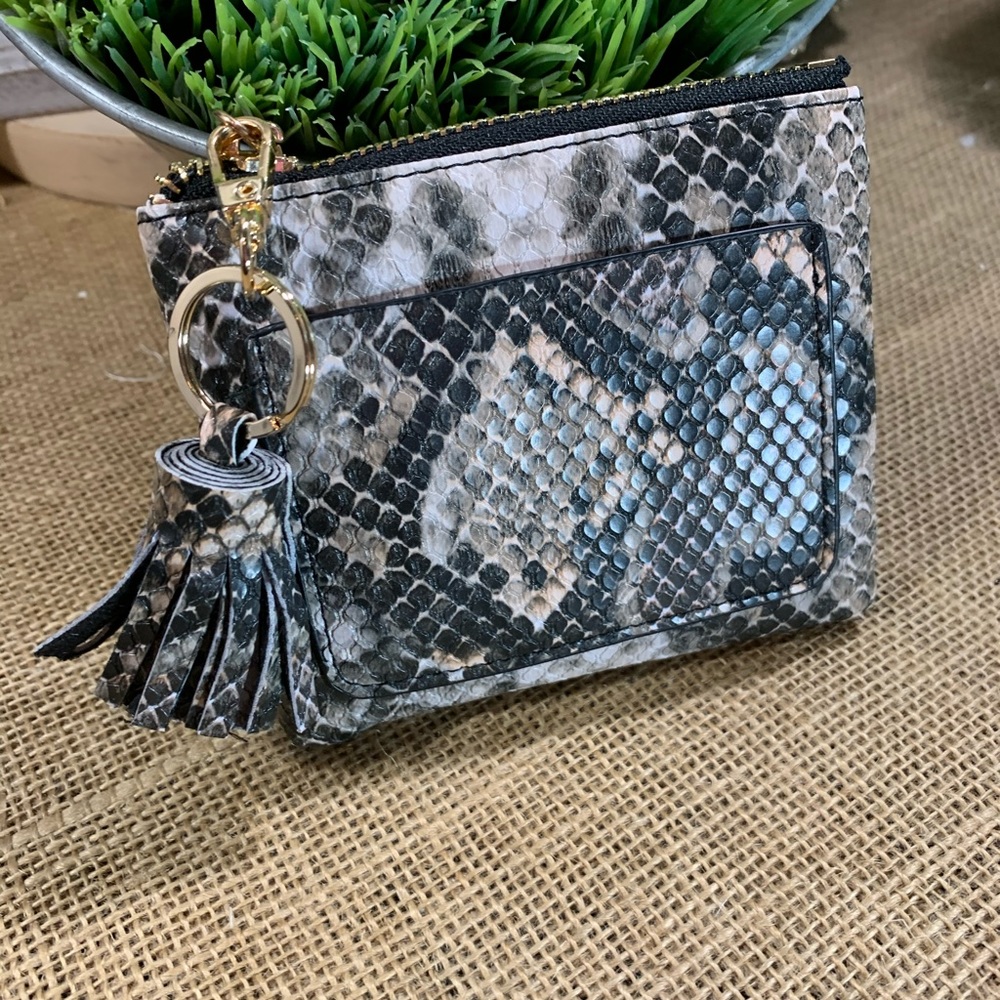 Tassel Coin Mini Wallet Python, Cheetah Or Solid